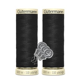 Gutermann Sew-All Thread 110 Yards Each Polyester, 2-Pack Bundle with Bella's Crafts Needle Threaders (10 - Black)