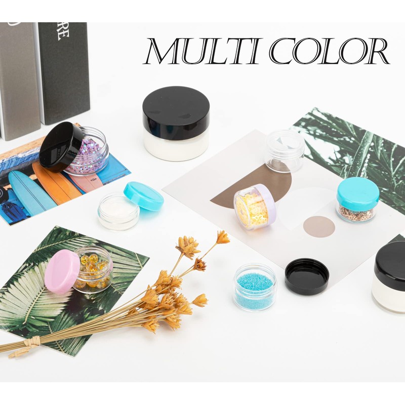 ZEJIA 10pcs Small Travel Containers, Black Sample Containers with Screw