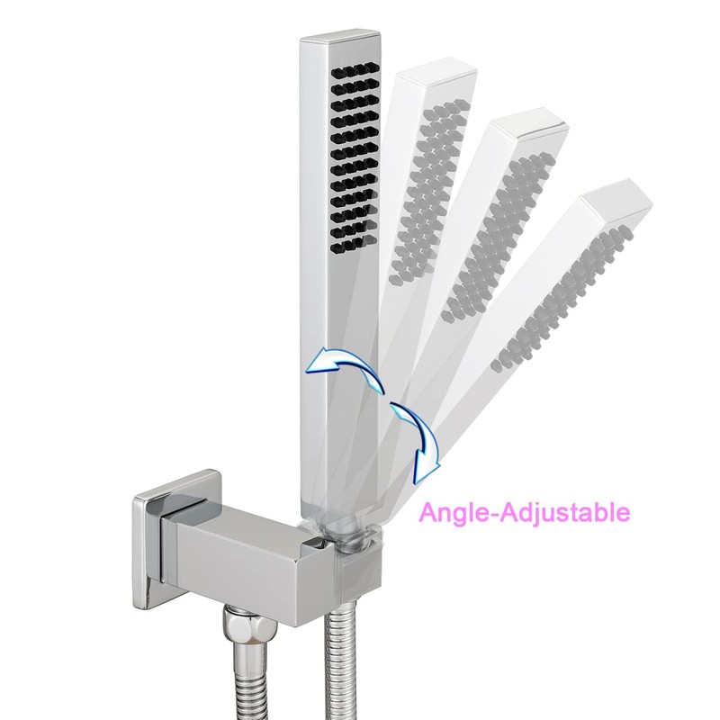 Asyas Chrome Brass High Pressure Hand Held Shower Wand Square
