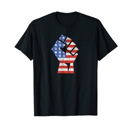 USA Flag Fist Stars and Stripes Patriotic Protest T-Shirt