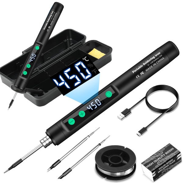 diymore USB-C Cordless Soldering Iron Kit with LCD Display Adjustable