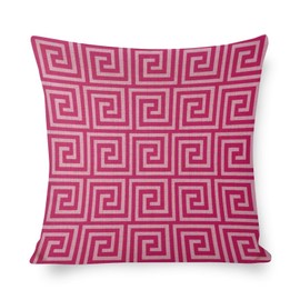 Greek Key Border Pillow Cover,Greek Key, Fuchsia and Light Pink Throw Pillow Case Home Decorative for Living Room Bedroom Sofa Chair 16 x 16inch Pillowcase