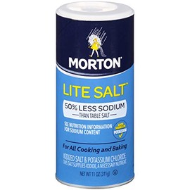 Morton Lite Salt, (11 oz), 6-Pack, Low Sodium Salt for Cooking, Seasoning & Baking
