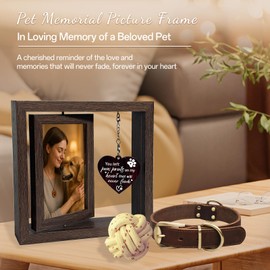 Gluimayo Dog Memorial Gifts for Loss of Dog, Pet Memorial Gifts for Dogs Cats - Rotating Wooden Picture Frame for 4x6 Photos, Pet Loss Sympathy Remembrance Bereavement Keepsake