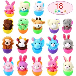 Twister.CK Twister.CK 18 Pack Easter Eggs Filled with Mini Plush Animals Stuffed Toy for Kids Easter Basket Stuffers/Fillers, Easter Eggs Hunt, Easter Party FavorGift Exchange, Classroom Prize
