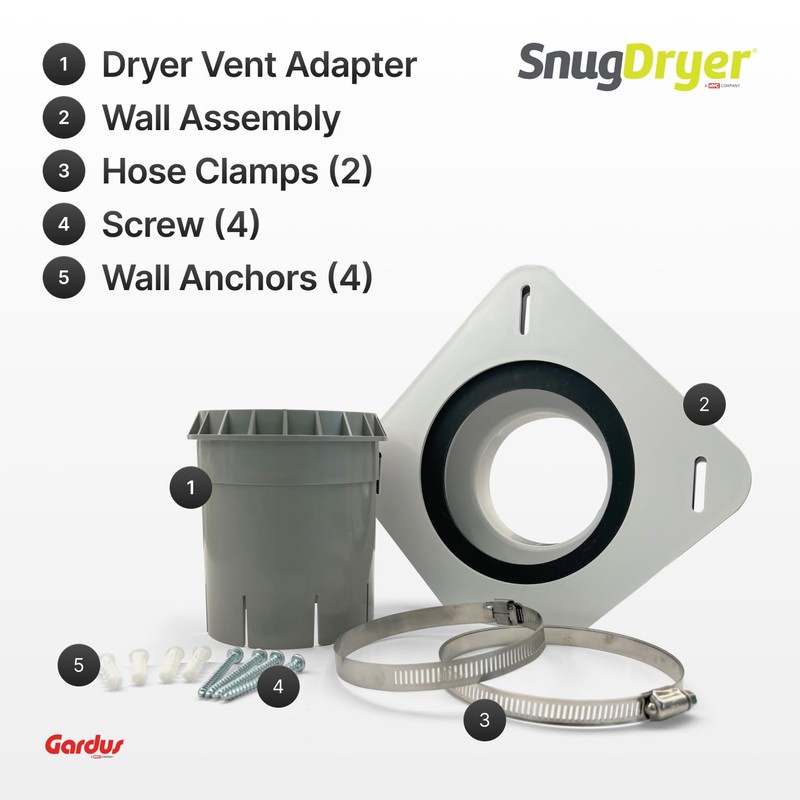 Gardus SnugDryer Space-Saving Dryer Vent Connection Kit, Only For New