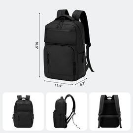DTGN Waterproof Laptop Backpack for Men & Women, Casual Flight Approved Anti-Theft Daypack with 15.6-Inch Laptop Sleeve, Black