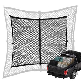 CROSSHIP Cargo Net for Pickup Truck Bed - Double Layer Highly Elastic Cargo Net Mesh 1''x1''- 4'x4' Stretches to 7'x7 - Transport Groceries, Camping, Hunting & Sporting Equipment