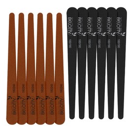 Bellotti Pro Wood File for Self Nail Care 12 Pieces, Brown + Black, 1 Set / 벨로티 셀프 네일케어용 프로 우드파일 12개입, 브라운 + 블랙, 1세트