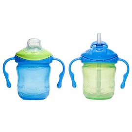 Playtex Baby Sipsters Etapa 1, popote y boquilla suave, kit de iniciación de entrenador, paquete de 2, azul y verde, PX0010141