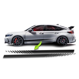 BENINI DESIGN STUDIO Side Strobe Lower Door Rocker Racing Stripes Vinyl Decals 2 Fits 2016 2023 & up Compatible with Honda Civic (Gloss Black)