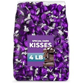 Hershy Kisses Special Dark Chocolate - 4 LB (Approx. 400 pcs) - Bulk Individually Wrapped Purple Foil Candy