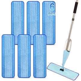 6 Pack Microfiber Spray Mop Replacement Heads for Wet/Dry Mops Reusable Replacement Refills Fits for Bona Floor Care System (Blue-White)