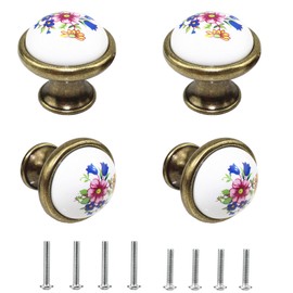 Gad2go 4Pcs Vintage Round Cabinet Knobs Ceramic Knob Furniture Knobs Drawer Handle for Kitchen Cupboard Cabinet Drawer