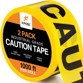 2pk Police Line Do Not Cross Tape Roll - 2 Rolls - 1000 Ft x 3 Inch Wide Each - Yellow Safety Tape for High Visibility Outdoor Warning, Flagging Construction Hazard, Crime Scene Barrier, Danger Zone