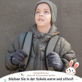 Unisex Children's Winter Gloves for Boys Girls Thermal Gloves Touchscreen Winter Gloves Warm Wool Knitted Gloves with Fleece Lining 3-15 Years, Dimgray