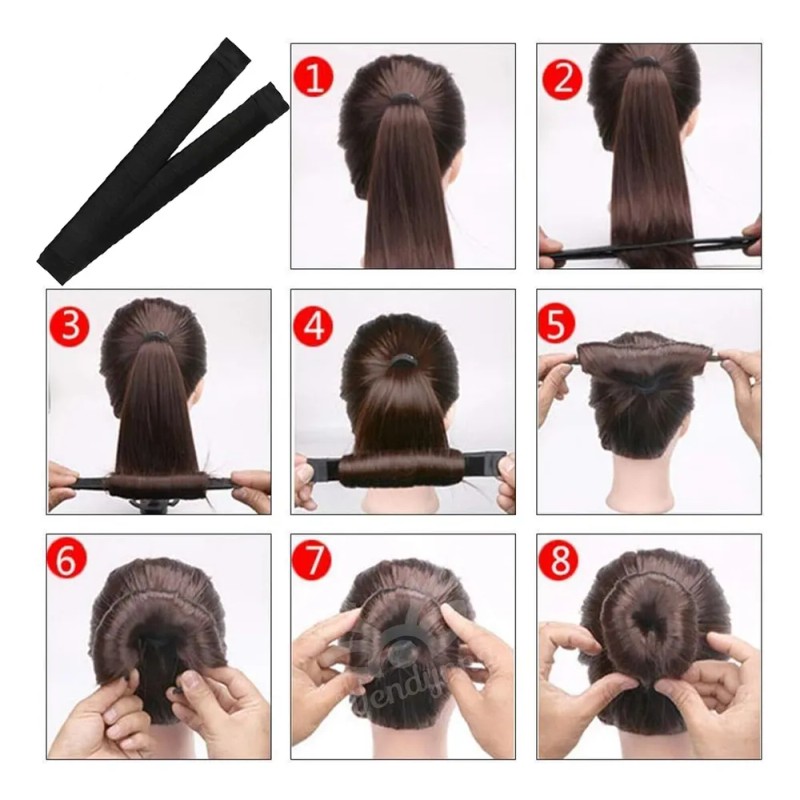 Kit Shaper Cabello Diadema Scrunchies Ligas Tiara Accesorios Negro 33pcs