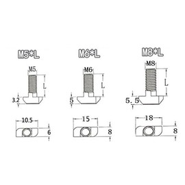 20Pcs M5 T Bolt,Carbon Steel Screw Bolt,European Standard T-Slot 20mm