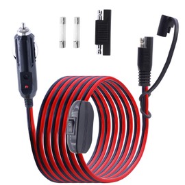 LANMINGLEL SAE auf Auto Zigarettenanzünder mit Schalter Kabel,16AWG 12V Zigarettenanzünder Stecker zu SAE Schnellwechsel Adapter Verlängerungskabel mit LED-Licht,für Autos, Motorrad,Solarbatterie 10FT