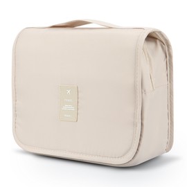Mossio Mossio Hanging Toiletry Bag - Large Cosmetic Makeup Travel Organizer for Men & Women with Sturdy Hook (Beige)