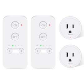 Greencycle Remote Control Outlet Plug, Remote Light Switches Wireless Indoor, Outlet Timer Indoor, No Interference No Wiring, 15A/1500W, 500ft RF Range, Compact Design, Programmable, 2Pcs