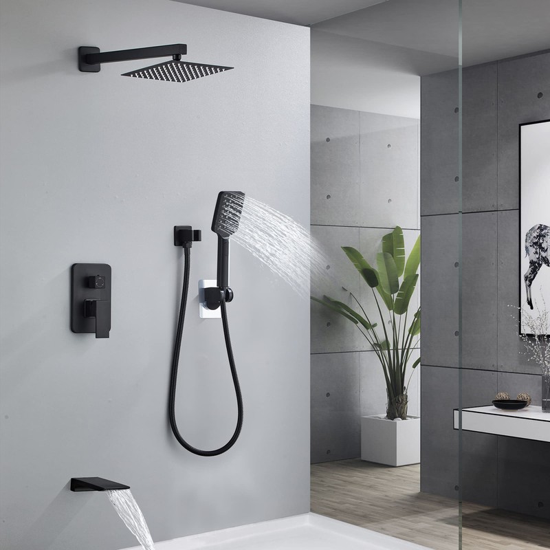 LCEVCGK Shower Faucet Set Complete Matte Black Shower System with