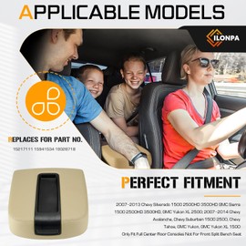 ILONPA Beige Center Console Armrest Lid Box Cover Fits for 2007-2014 Chevy Silverado Avalanche Tahoe Suburban, GMC Sierra Yukon XL Replace for 15217111 15941534 19328718, Durable and Easy Installation