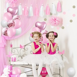 Sweet 13th Birthday Decorations for Girls, Pink and White 13 Happy Birthday Balloons，13th Birthday Party Supplies for Daughter Her Kids Including Pink Happy Birthday Banner, Hot Pink Number 13 Foil Balloons