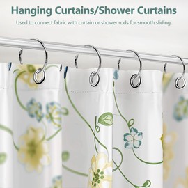 Shower Curtain Hook Rings, 24-Pack Rust-Resistant Metal Shower Curtain Rings with Smooth Glide and Snap Closure for Bathroom Curtain Rod (Silver)