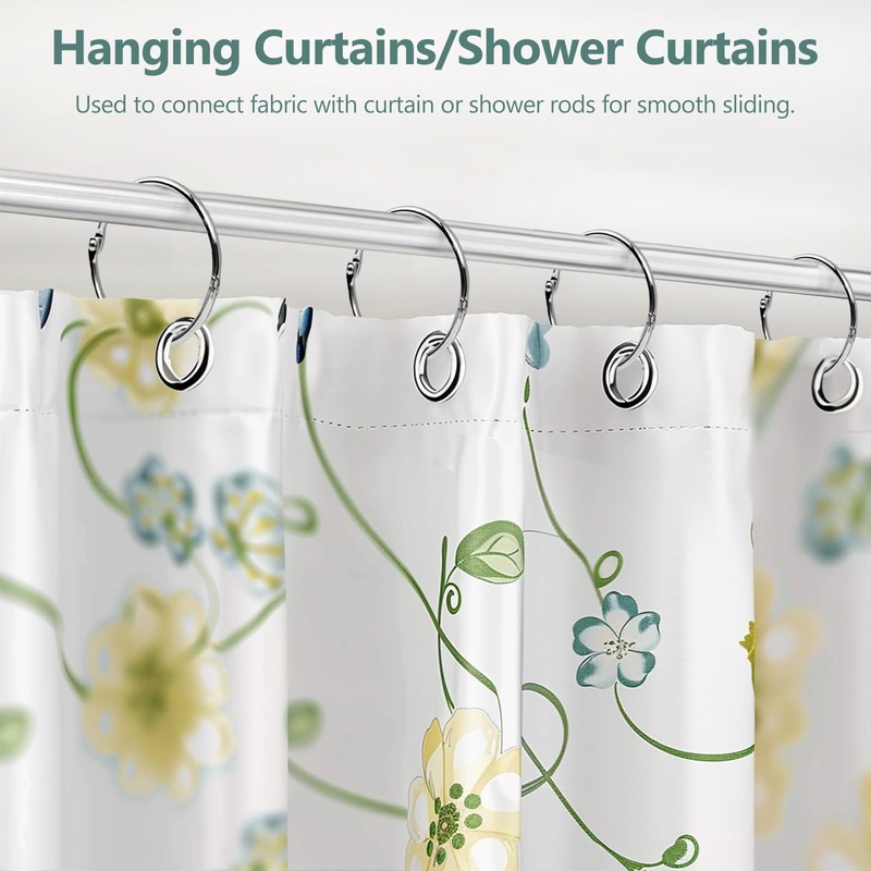 Shower Curtain Hook Rings, 24-Pack Rust-Resistant Metal Shower Curtain Rings