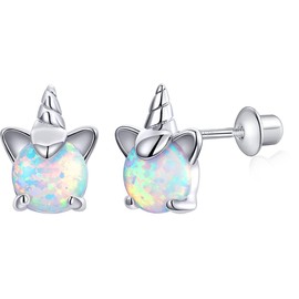 Unicorn Sterling Silver Stud Earrings for Girls Women- Screw Backs Hypoallergenic Unicorn Earrings Unicorn Gifts