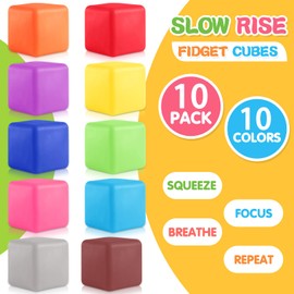 10 Pack Stress Balls for Adults, Fidget Toys Squishy Sugar Ball Stress Relief Sensory Balls, Slow Rise Cube Sensory Balls Toys Squeeze Stress Ball for Kids with Anxiety, Autism, ADHD