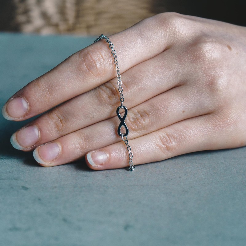 Philip Jones Silver Plated Infinity Anklet Created with Zircondia® Crystals