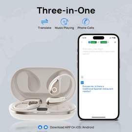 APEXORIGIN AI Language Translator Earbuds, OWS Real-Time 3-in-1 Translation Earbuds 144 Languages & Accents, Translation Device for Travel Business Learning (White)