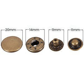 Trimming Shop 20mm S Spring Press Buttons, 4 Pieces, Durable and Lightweight Metal Snap Fasteners for DIY, Leather Goods, Jackets, Repair Clothes, Wallets, Bronze, 100 Pieces