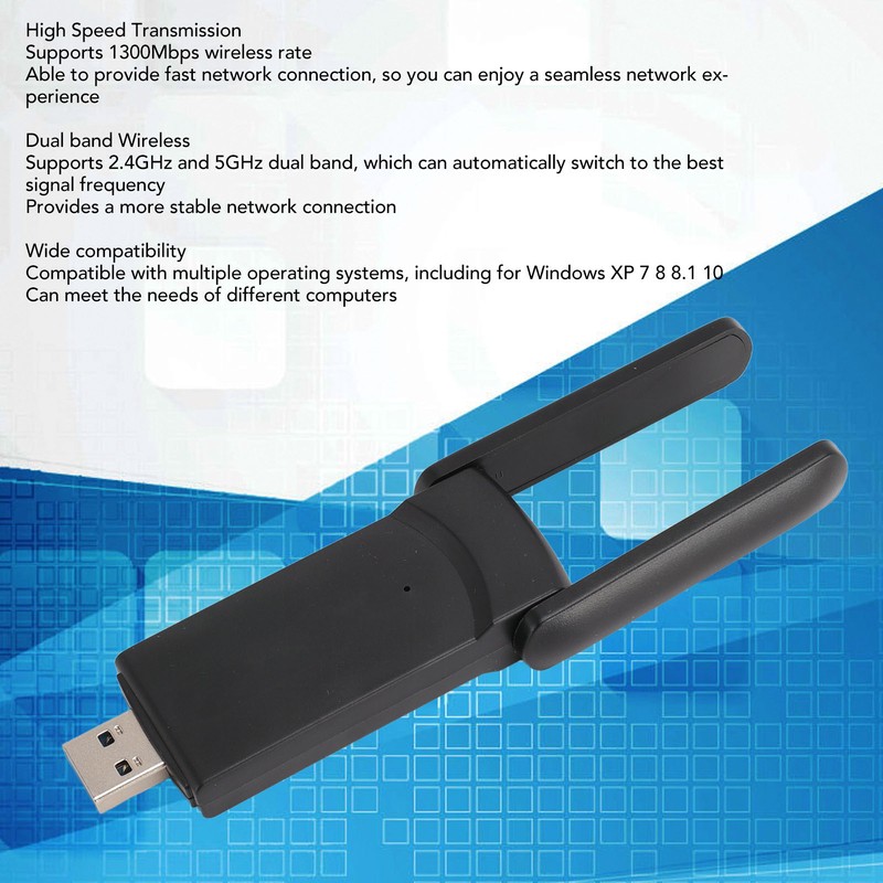 USB Wireless Network Adapter Professional 1300Mbps High Speed Network BT4.2