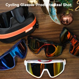 RTUOHUIN Polarisiert Fahrradbrille UV400-Schutz Sport Sonnenbrille TR90 Flexiblem Rahmen Hochwertig Schnelle Schutzbrille für Kinder Herren und Damen - Blau