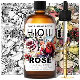 HIQILI Rose Fragrance Oil for Candle & Soap Making, Essential Oil Diffuser, Floral Scents, Add to Laundry Dryer Balls - 5.07 Fl Oz