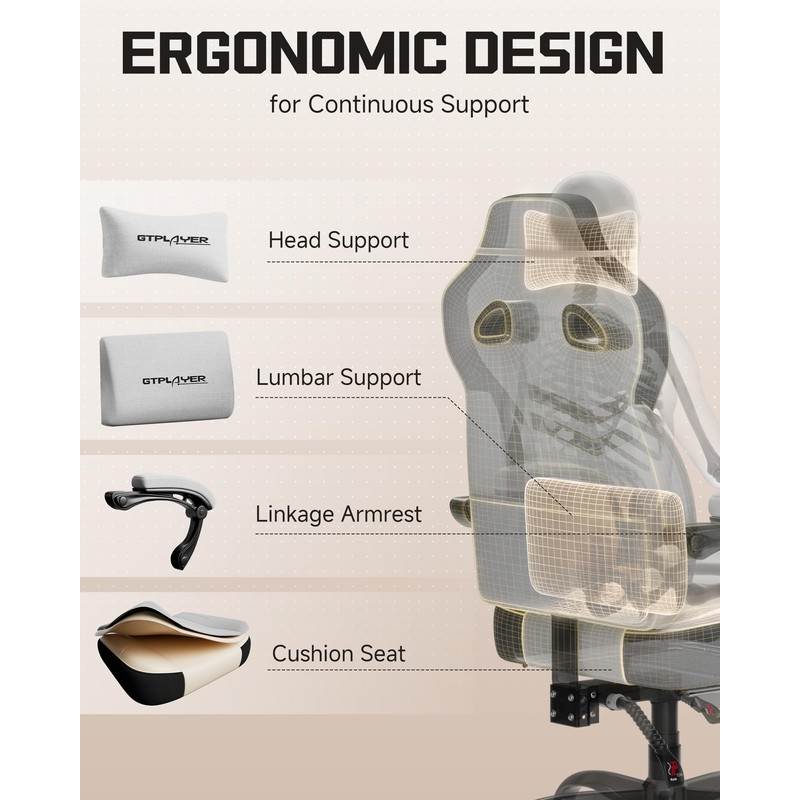 GTPLAYER Gaming Chair for Adults, Ergonomic High Back Chair with