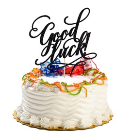 1 Pack Handmade Glitter Good LuckCake Topper - Graduation, Retirement, Going Away, Relocation, Office Work, Farewell Party Decorations (Golden)