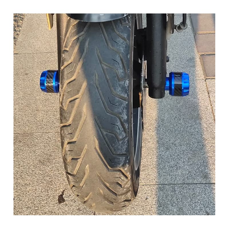Qiilu Motorcycle Fork Carbon Frame Sliders Crash Protection, blue