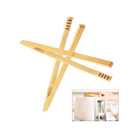 Treasure 2pcs Bamboo Toast Tongs, Reusable Bamboo Kitchen Tongs, Bamboo Tong for Cooking, Heat Resistant Tongs, Wooden Tongs with Anti-Slip Design, Kitchen Tongs 7Inch, The Best Wooden Tongs