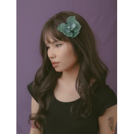 OJERRY Set of 2 Faux Orchid Blue Torquoise Flower Hair Metal Alligator Clip for Women, Feminine Summer Realistic Floral Hair Clip Gift Hair Accessories