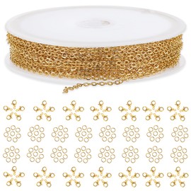 40 Feet 1.5MM DIY Link Necklace Chain Curb Chain, Gold Necklace Chains with Lobster Clasps and Jump Rings, Jewelry Chain Links for Making Necklace Earring Bracelet DIY Craft Supplies