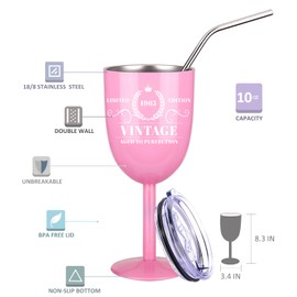 10oz 60th Birthday Wine Glass Tumbler for Women.60 Cup.Gifts for a 60th Birthday.Vintage 1965 Birthday Wine Tumbler Gifts for Her Friend Mom Aunt Grandma.Womens 60th Birthday Cup.