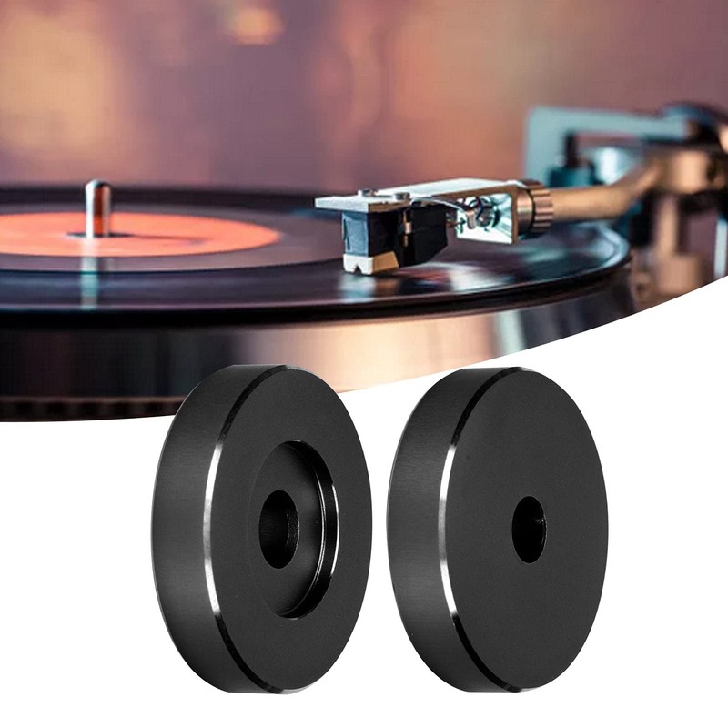 45 RPM Record Adapter, Large Hole Conversion Sheet Black Clamp