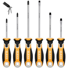 6-Piece Magnetic Screwdrivers Set, 3 Phillips and 3 Slotted Tips Professional Cushion Grip Screwdriver Set