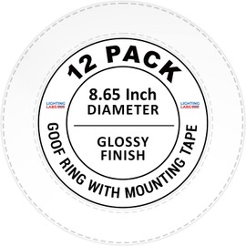 LightLabs Goof Ring Gloss 12 Pack 8.65" Diameter for 6" Cans. Inlcudes Mounting Tape to Fix Drywall Damage for Flush Mount Recessed Down Lights. 6.2" Inner Diameter Recessed Light Cover Glossy White