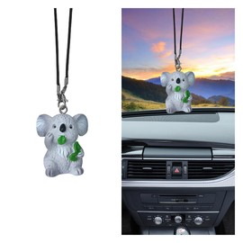 Cute Koala Car Mirror Hanging Ornament, Funny Car Rear View Mirror Charm, Auto Interior Accessories Car Rearview Mirror Pendant, Car Decoration Presents for Men Women (Eat Leaves)