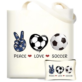 DHQH Soccer Gifts for Women, Sports Party Favors Team Gifts for Soccer Lovers, Birthday Gift for Player Coach Fans, Aesthetic Canvas Tote Bag Grocery Bag for Shopping